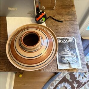 Vintage Olde Cape Cod Steamer with Brown and Cream Stripes